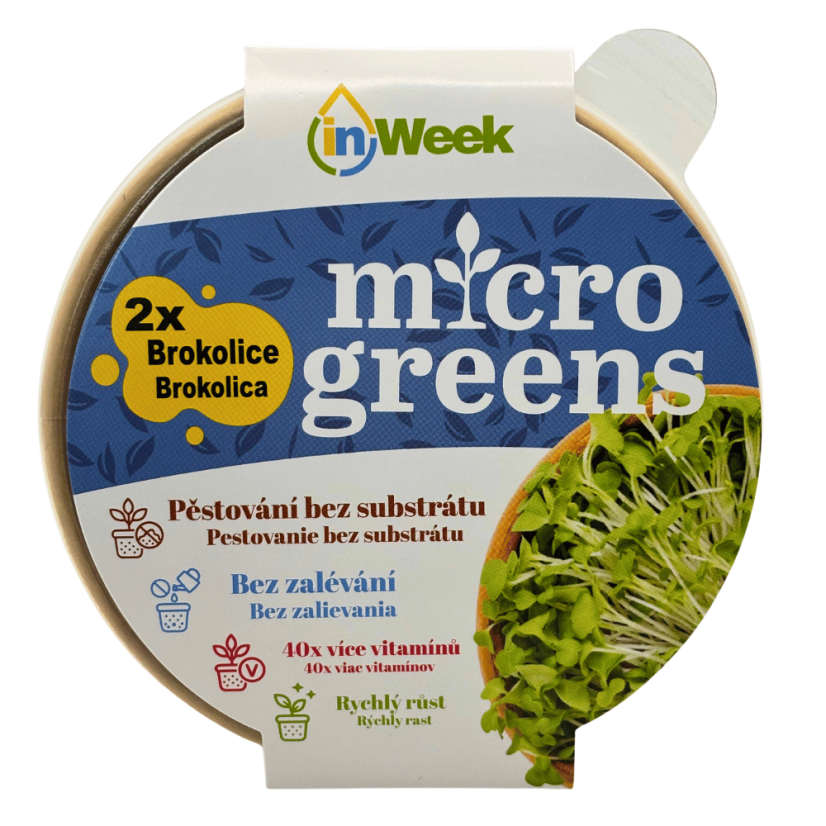 Brokolice - semínka microgreens - pěstování bez zalévání inWeek - Balení sady: Bez přebalu