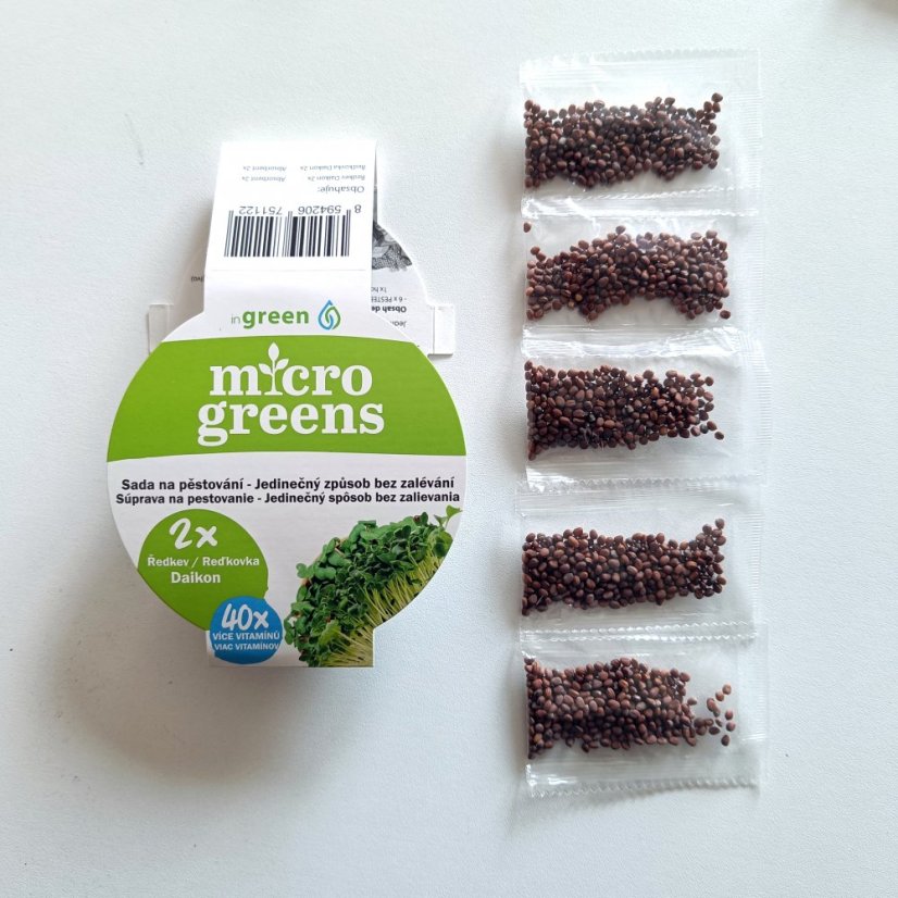 Microgreens - sady inGreen semínek - ostřejší (5 ks) - Sada 5ks ostřejší semínka: Ředkev China rose