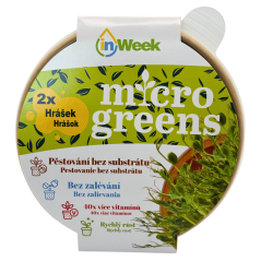 Hrášok – semienka microgreens -pestovanie bez zalievania inWeek