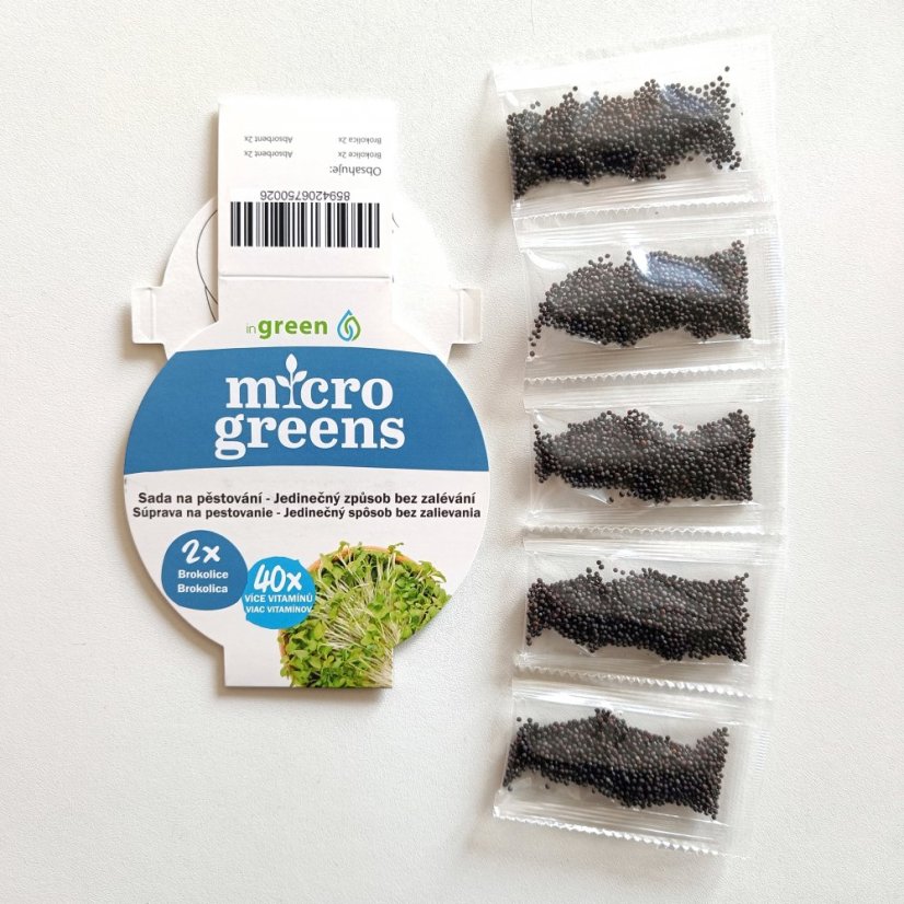 Microgreens - sady inGreen semínek (5 ks) - Sada 5ks semínek: Mizuna Zelená
