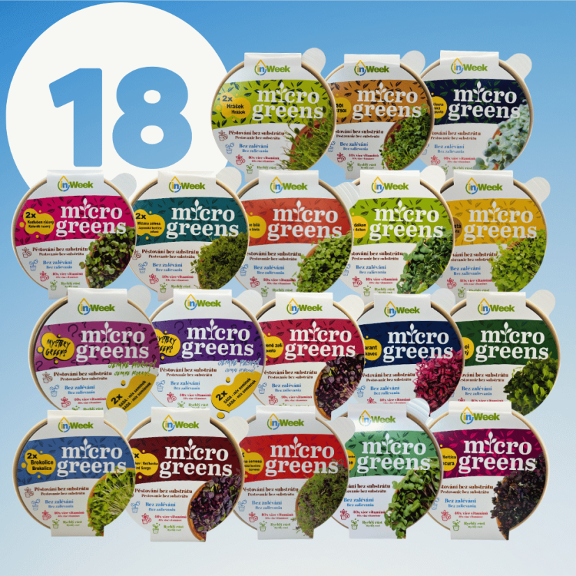 18x Veľká sada microgreens semienok inWeek
