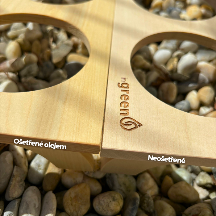 inGreen dřevěná zahrádka pro 3 skleničky - Dřevěný stojánek: Ošetřené dřevo olejem, Výběr dřevěného stojánku: Kulatá noha stojánku
