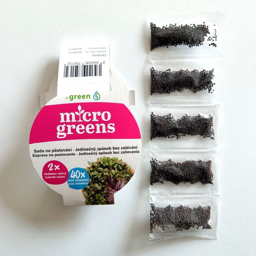 Microgreens - sady inGreen semínek (5 ks) - Sada 5ks semínek: Mizuna Červená