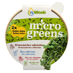 Ředkev Daikon - semínka microgreens - pěstování bez zalévání inWeek