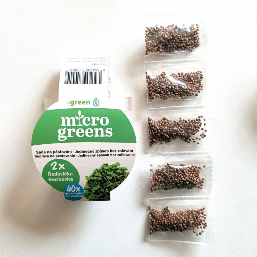 Microgreens - sady inGreen semínek - ostřejší (5 ks) - Sada 5ks ostřejší semínka: Hořčice Bílá
