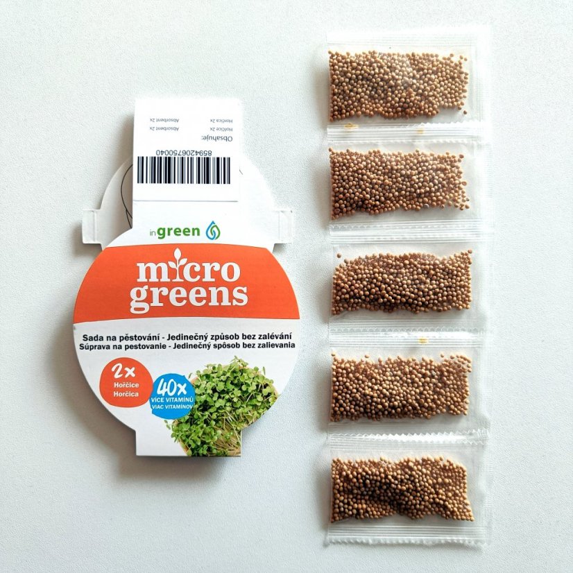 Microgreens - sady inGreen semínek - ostřejší (5 ks) - Sada 5ks ostřejší semínka: Ředkev Red sango