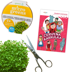 Pěstuj a hraj: Divadelní omalovánka, Nůžky s logem a Microgreens set Rukola